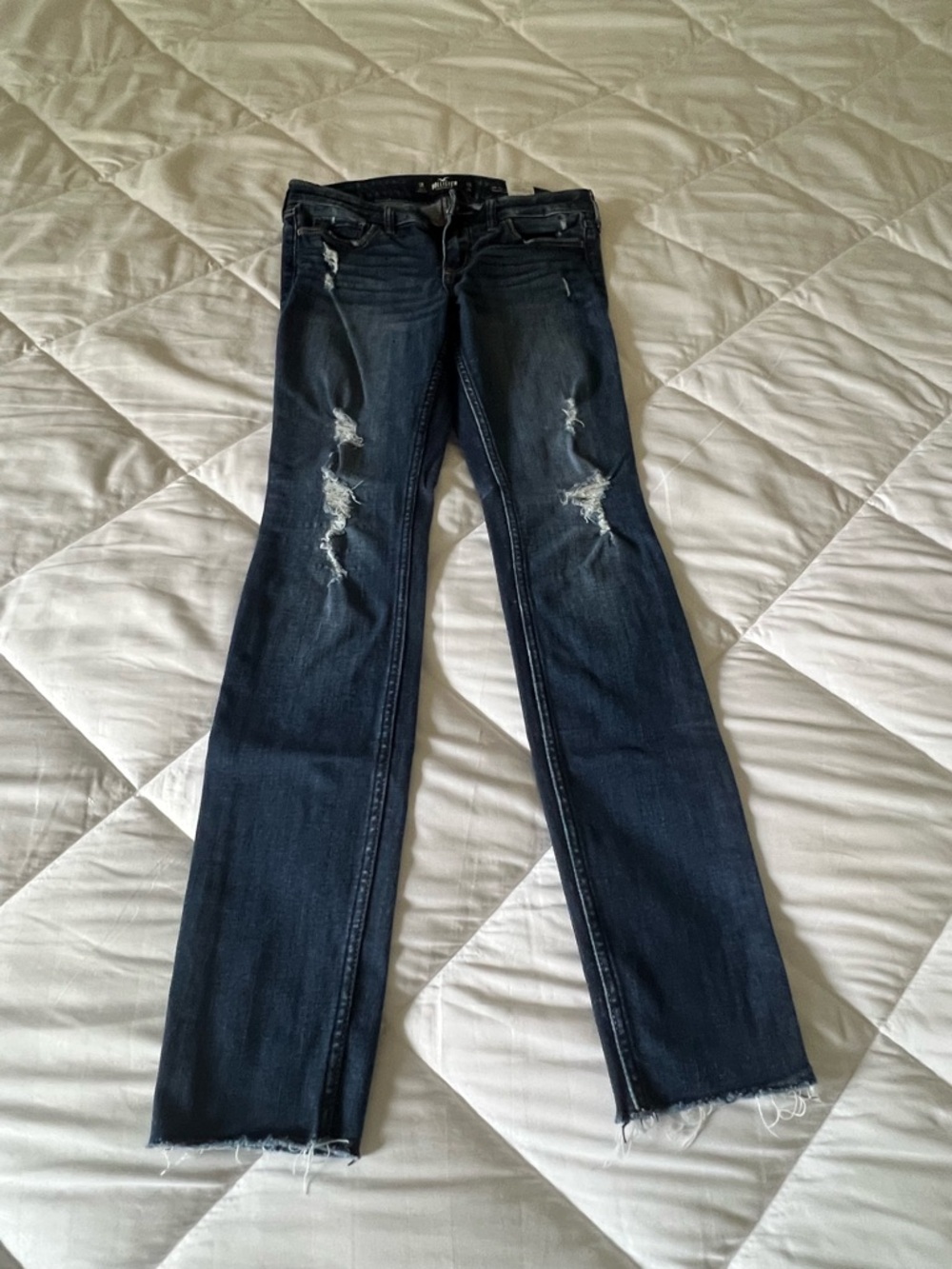 Hollister Dark Blue Distressed low rise super skinny